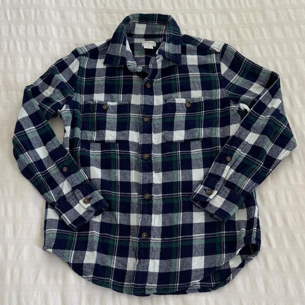Crewcuts Blue and Green Flannel Plaid Button Down Shirt